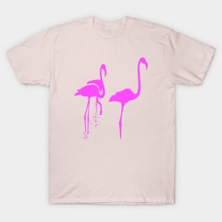 Minimalistic Three Flamingos Pink Silhouette T-Shirt